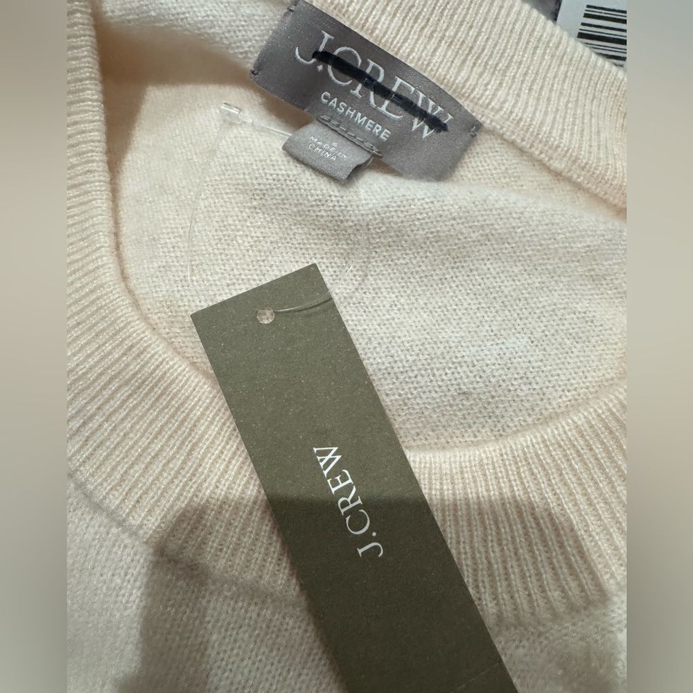NWT J CREW Cashmere relaxed crewneck sweater in Hthr Muslin ivory - Picture 7 of 7